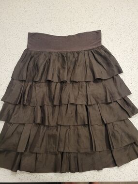 Neesh By D.A.R Tiered Ruffle Skirt in Dark Brown